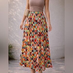 Paris Made Geometric Print Maxi Skirt | FR 36 (US 4) | Statement Piece